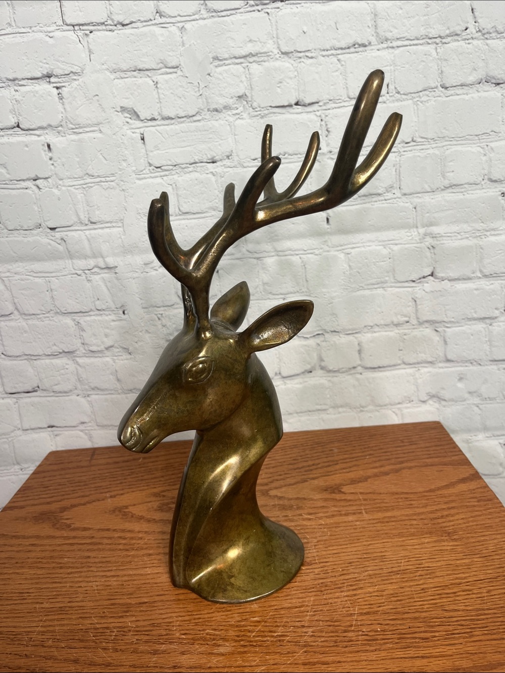 Brass Deer head bust with antlers